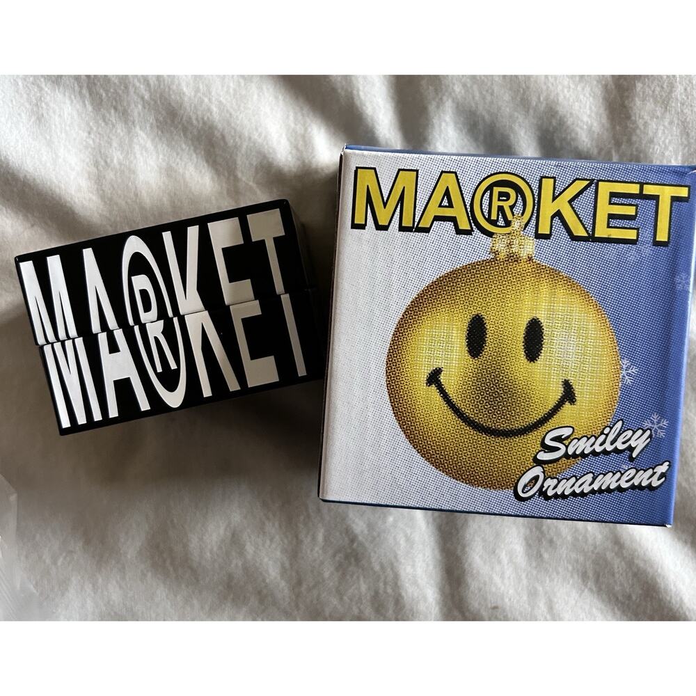 New Market Smiley Face Have A Nice Holiday Ornament + Bonus Market Ring